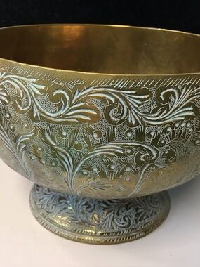 Vintage Etched Brass Bowl